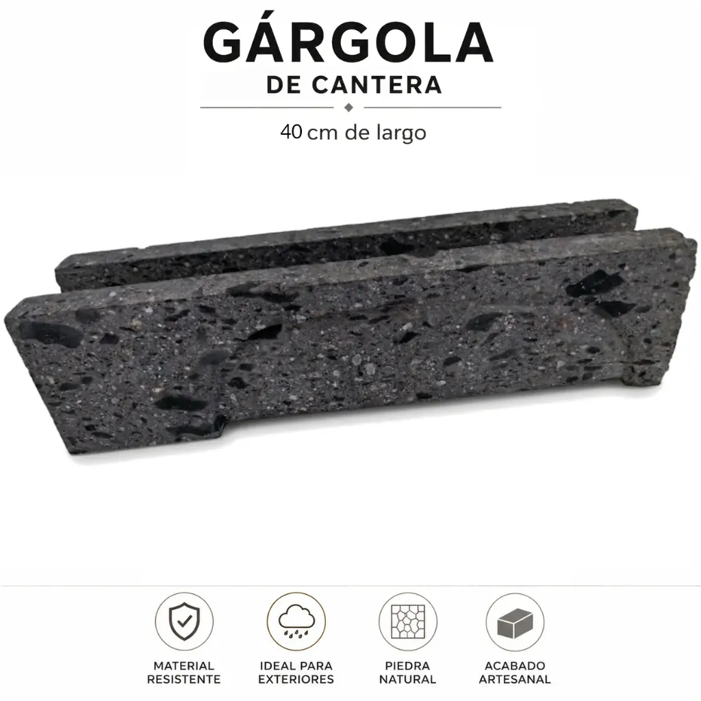 Gargola O Desagüe Cuadrada De Cantera (40cm largo)