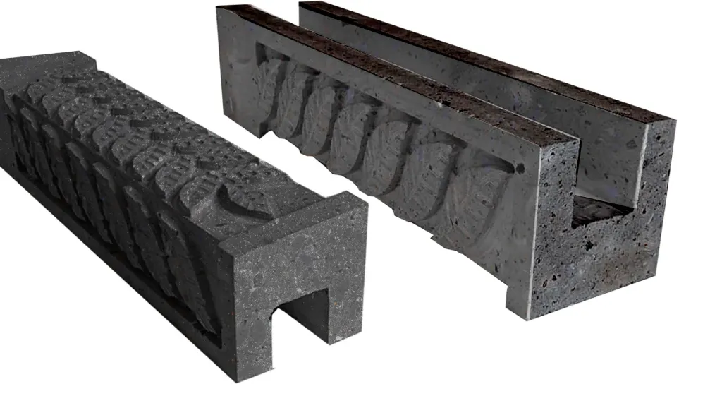 Gargola Desagüe Cuadrada De Cantera (50cm largo) Diseño De Hojas  (Negro)