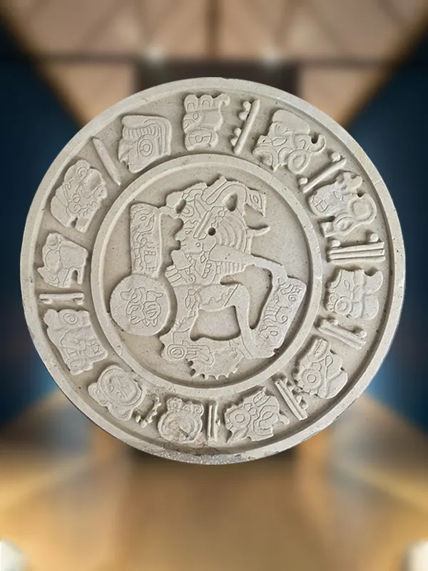 Disco de Chinkultic Hecho a Mano en Piedra Natural Maya Azteca - 40cm circunferencia (copia)