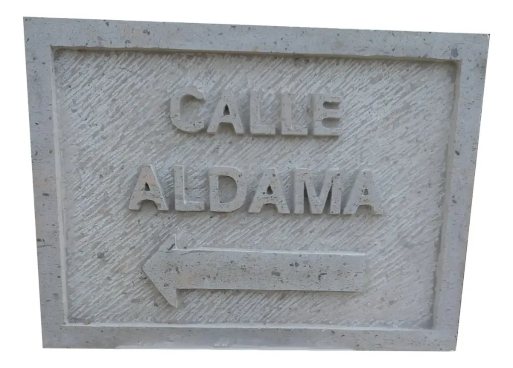 Letrero/Señalización Calle Numero Nombre de Negocio Hecho en Piedra Natural - varios Colores (33 x 33 cm hasta 16 caracteres) envía por mensaje tu frase