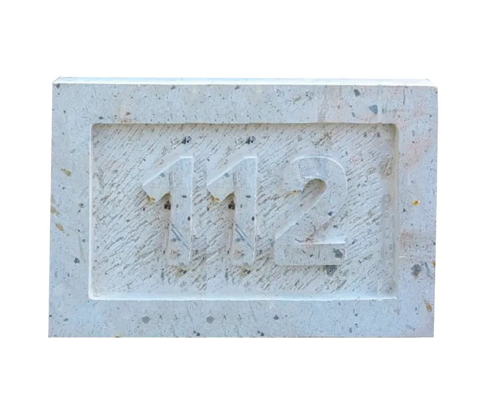 Placa Numero Residencial Hasta 3 Digitos Tallado A Mano En Piedra Natural - 30 x 25 cm - recto (Black)