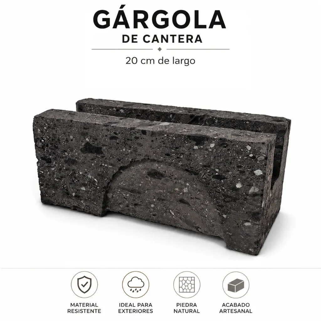 Gargola O Desagüe Cuadrada De Cantera (20cm largo) limon