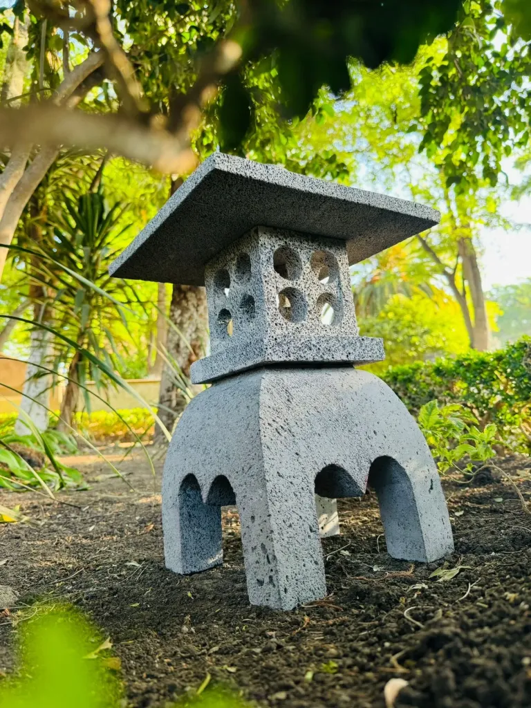Pagoda Linterna Japonesa Piedra Volcanica Hecho A Mano 50cm Piedra Volcanica -Mod 02